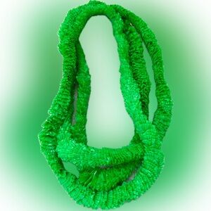 SET 3 BRIGHT GREEN HAWAIIAN LEI’S HULA LUAU BEACH POOL PARTY SOFT FLUFFY 36” LEI
